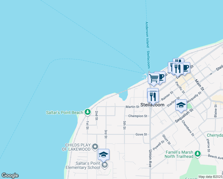 map of restaurants, bars, coffee shops, grocery stores, and more near in Steilacoom