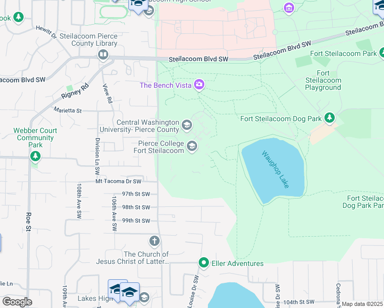 map of restaurants, bars, coffee shops, grocery stores, and more near 9401 Farwest Drive Southwest in Tacoma