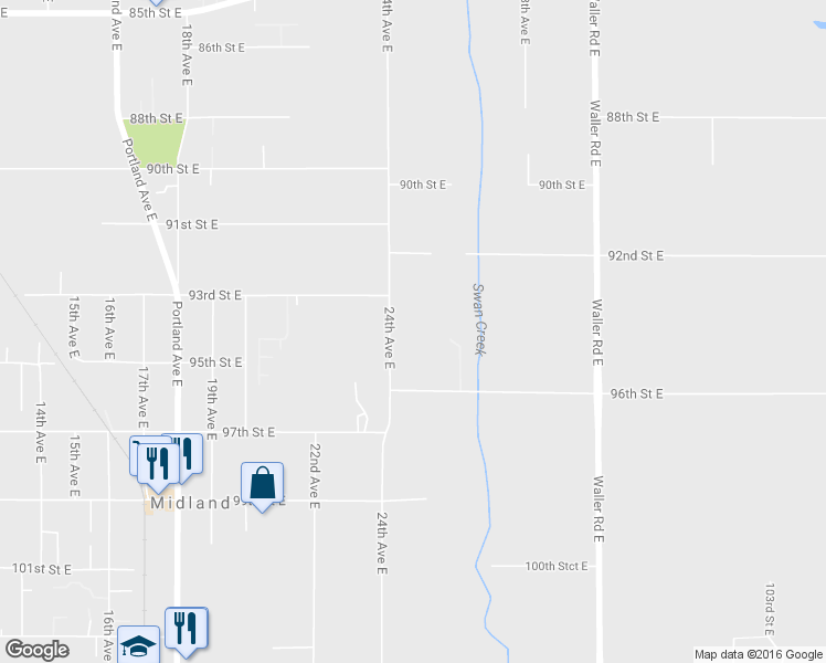 map of restaurants, bars, coffee shops, grocery stores, and more near 9403 24th Avenue East in Tacoma