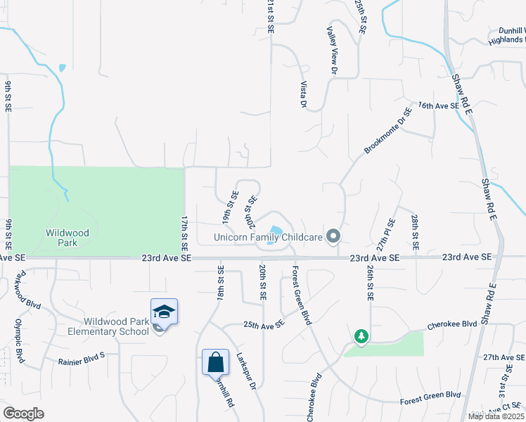 map of restaurants, bars, coffee shops, grocery stores, and more near 2009 21st Avenue Southeast in Puyallup