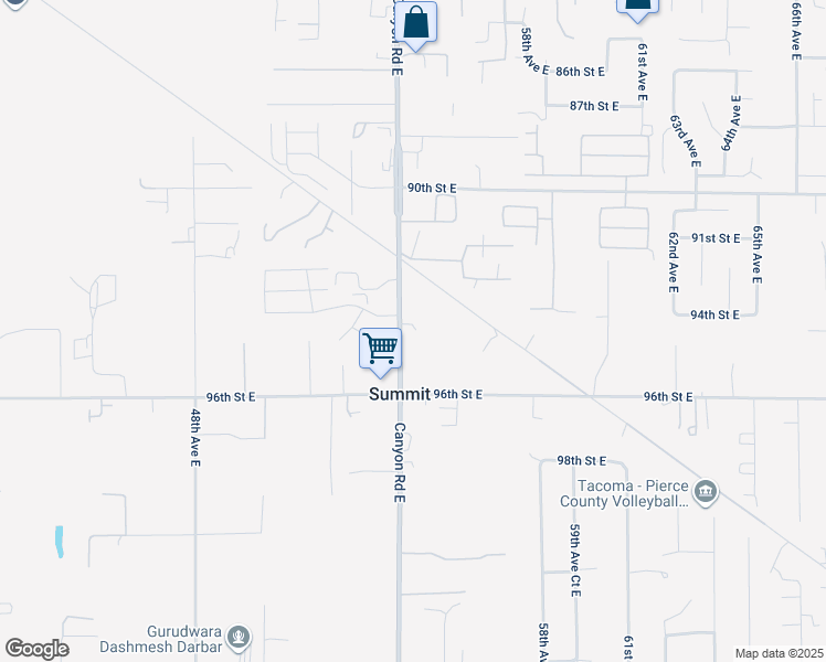 map of restaurants, bars, coffee shops, grocery stores, and more near 9405 Canyon Road East in Puyallup