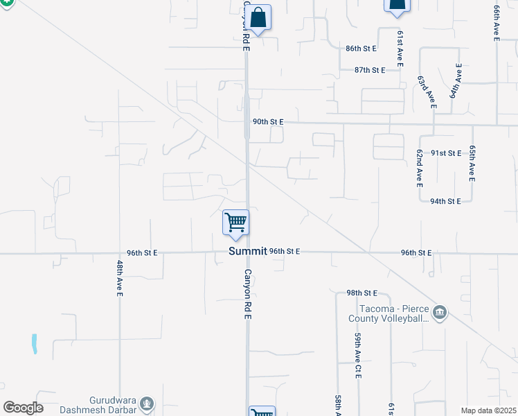 map of restaurants, bars, coffee shops, grocery stores, and more near 9405 Canyon Road East in Puyallup