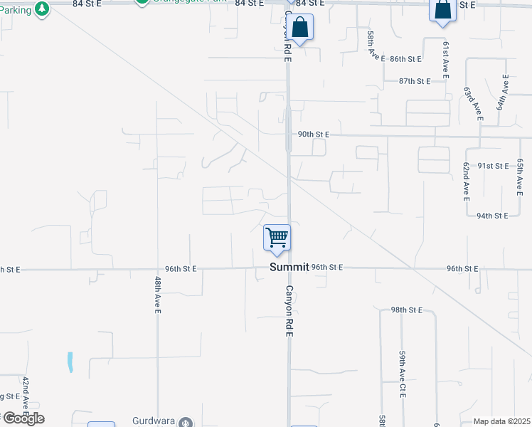 map of restaurants, bars, coffee shops, grocery stores, and more near 5155 93rd Street Court East in Puyallup
