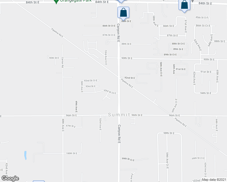 map of restaurants, bars, coffee shops, grocery stores, and more near 5155 93rd Street Court East in Puyallup