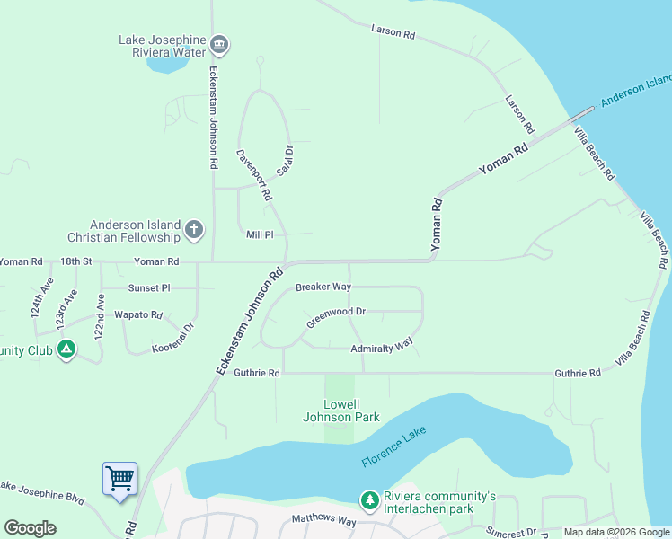 map of restaurants, bars, coffee shops, grocery stores, and more near 11308 Yoman Road in Anderson Island