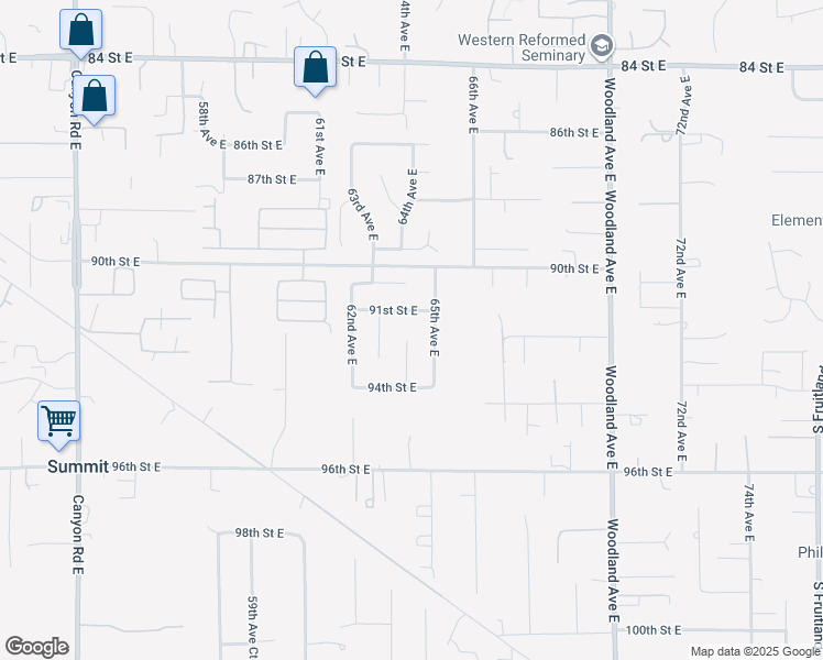 map of restaurants, bars, coffee shops, grocery stores, and more near 9207 64th Avenue Court East in Puyallup