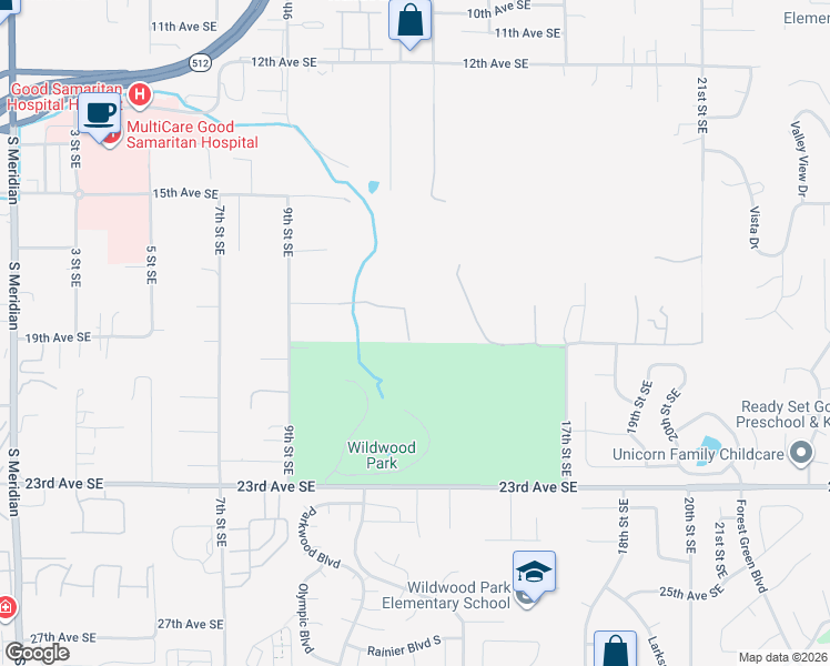 map of restaurants, bars, coffee shops, grocery stores, and more near 1819 9th Street Southeast in Puyallup