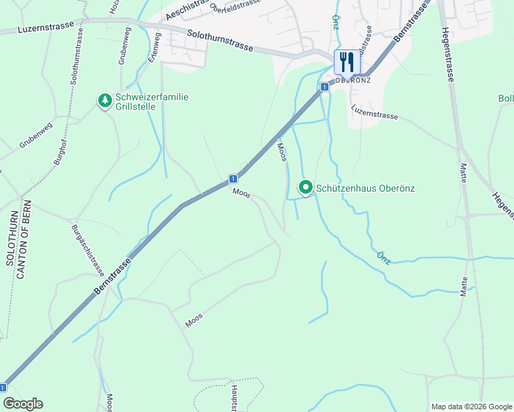 map of restaurants, bars, coffee shops, grocery stores, and more near in Herzogenbuchsee