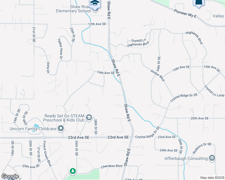 map of restaurants, bars, coffee shops, grocery stores, and more near 1637 28th Street Place Southeast in Puyallup