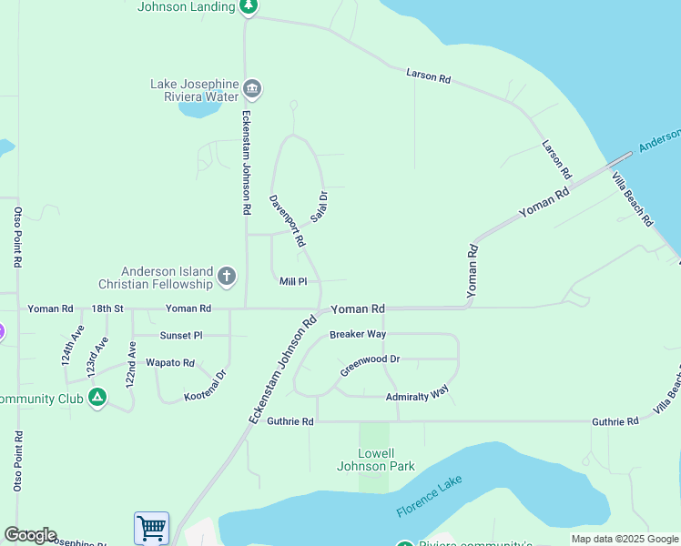 map of restaurants, bars, coffee shops, grocery stores, and more near 11415 Mill Place in Anderson Island