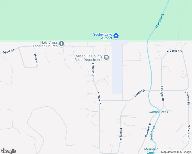 map of restaurants, bars, coffee shops, grocery stores, and more near 120 Frontier Ct in Seeley Lake