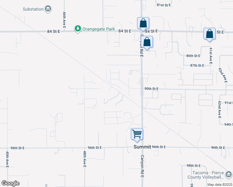 map of restaurants, bars, coffee shops, grocery stores, and more near 9012 Pipeline Road East in Tacoma
