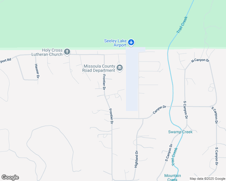 map of restaurants, bars, coffee shops, grocery stores, and more near 120 Frontier Ct in Seeley Lake