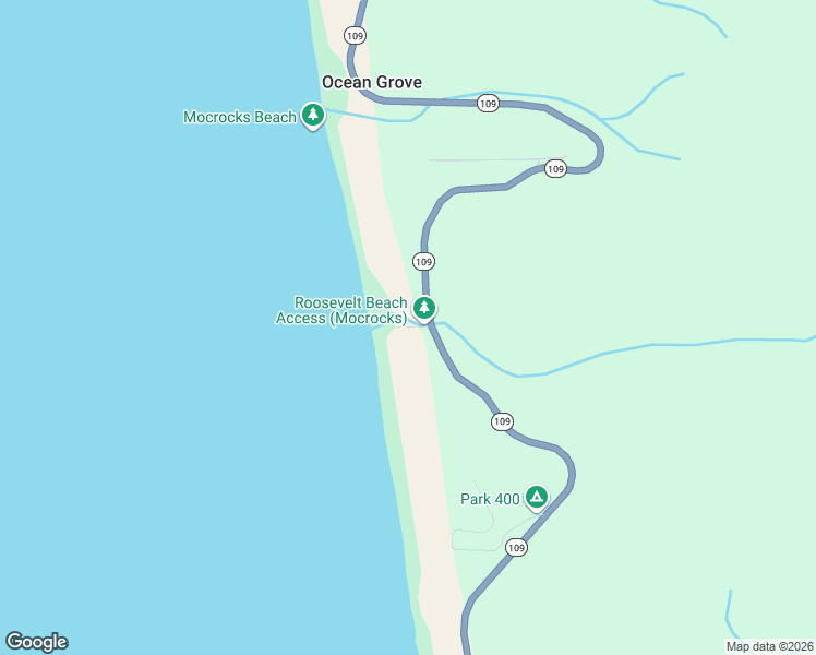 map of restaurants, bars, coffee shops, grocery stores, and more near Roosevelt Beach Road in Copalis Crossing