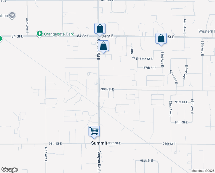 map of restaurants, bars, coffee shops, grocery stores, and more near 8823 Canyon Road East in Puyallup