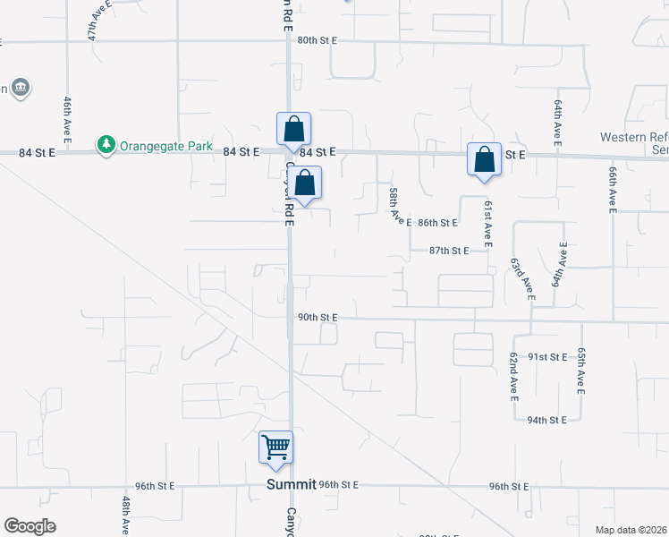 map of restaurants, bars, coffee shops, grocery stores, and more near 5508 88th Street Court East in Puyallup