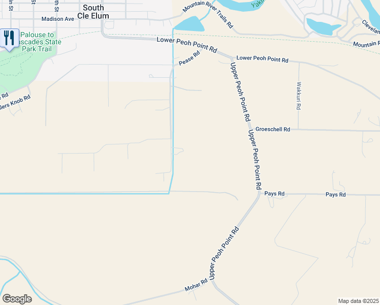 map of restaurants, bars, coffee shops, grocery stores, and more near 730 Pease Road in Cle Elum