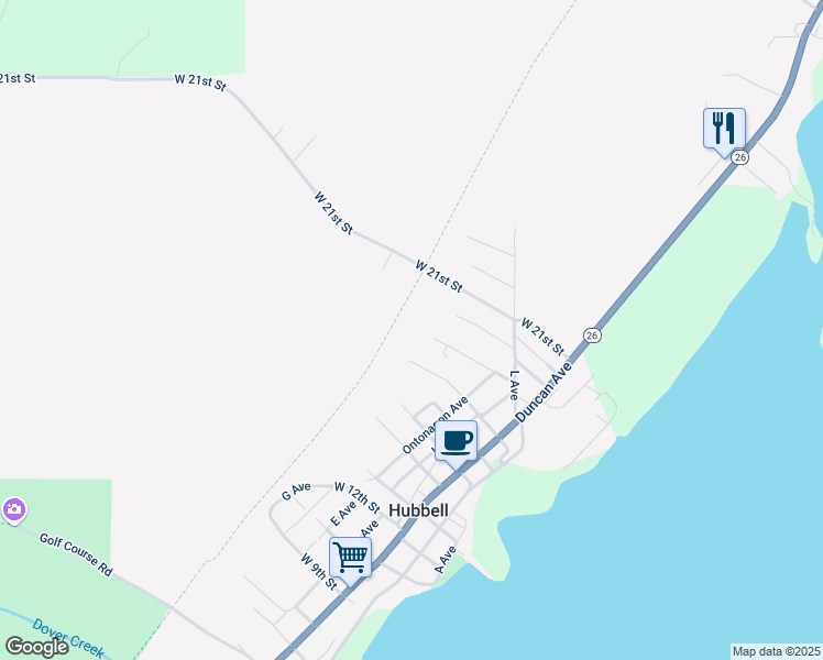 map of restaurants, bars, coffee shops, grocery stores, and more near 26824 West 17th Street in Hubbell