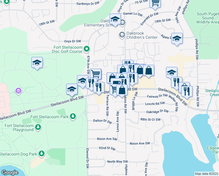 map of restaurants, bars, coffee shops, grocery stores, and more near in OAKBROOK