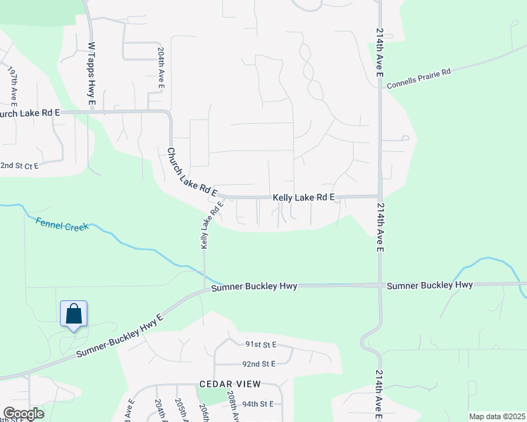 map of restaurants, bars, coffee shops, grocery stores, and more near 8324 209th Avenue Court East in Sumner