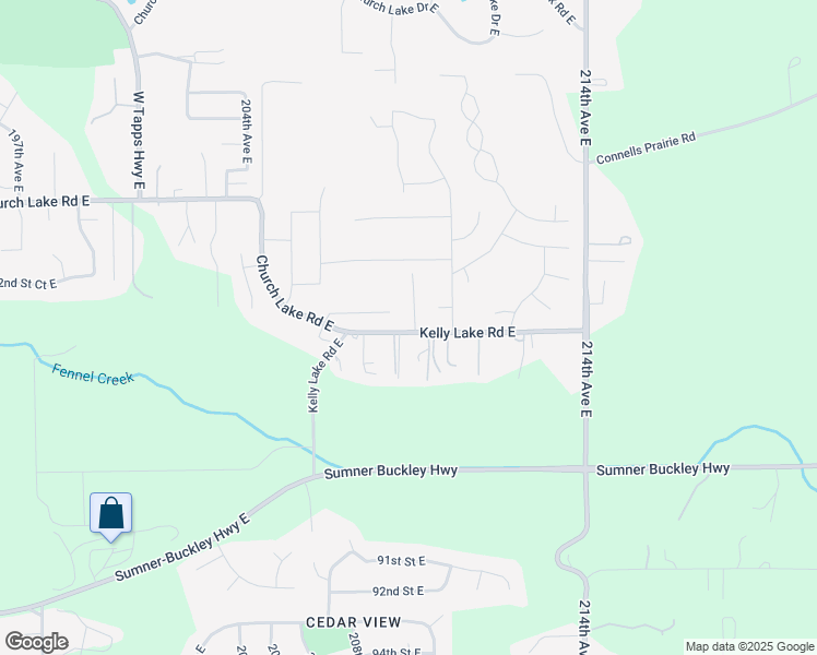 map of restaurants, bars, coffee shops, grocery stores, and more near 8324 209th Avenue Court East in Sumner