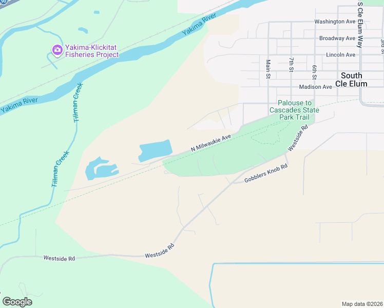 map of restaurants, bars, coffee shops, grocery stores, and more near Iron Horse Trail in Cle Elum