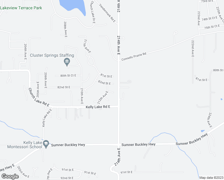 map of restaurants, bars, coffee shops, grocery stores, and more near 21206 82nd Street Court East in Bonney Lake