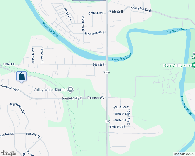 map of restaurants, bars, coffee shops, grocery stores, and more near 8117 148th Avenue Court East in Puyallup