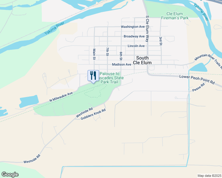 map of restaurants, bars, coffee shops, grocery stores, and more near 526 Marie Road in Cle Elum