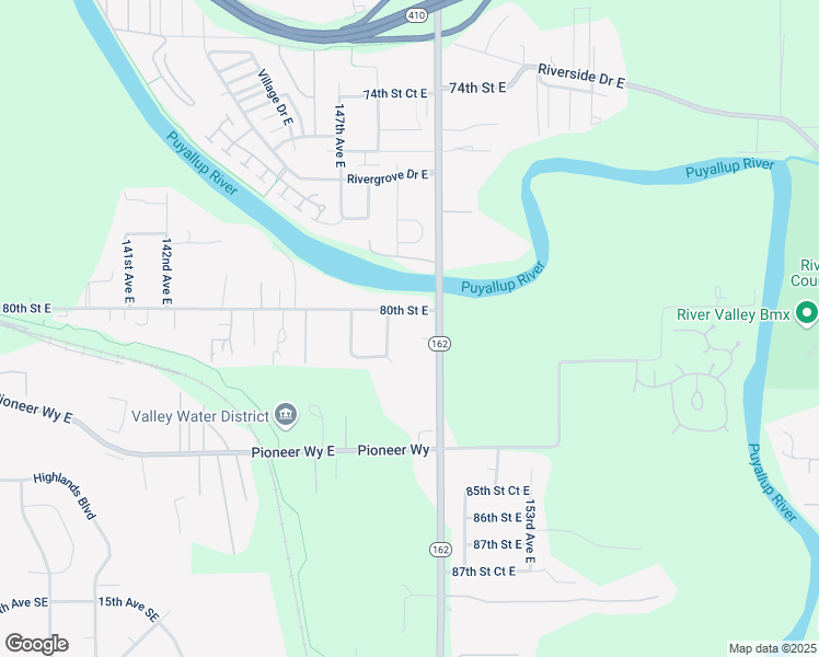 map of restaurants, bars, coffee shops, grocery stores, and more near 14908 80th Street East in Puyallup