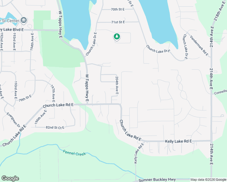 map of restaurants, bars, coffee shops, grocery stores, and more near 20302 79th Street East in Bonney Lake
