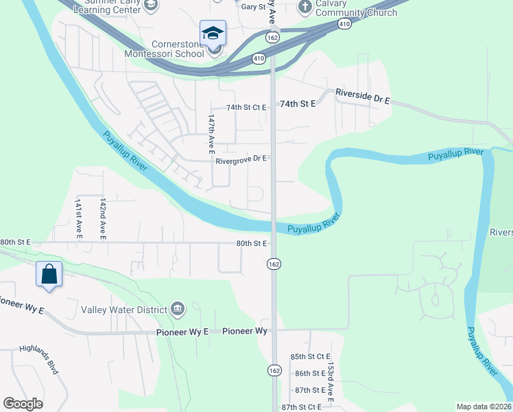 map of restaurants, bars, coffee shops, grocery stores, and more near 14923 Benton Loop in Sumner