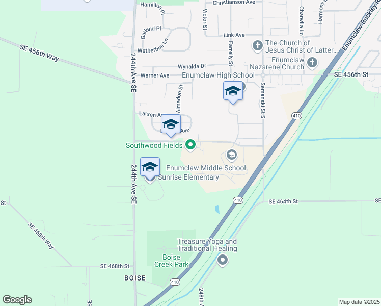 map of restaurants, bars, coffee shops, grocery stores, and more near 3240 McDougall Avenue in Enumclaw