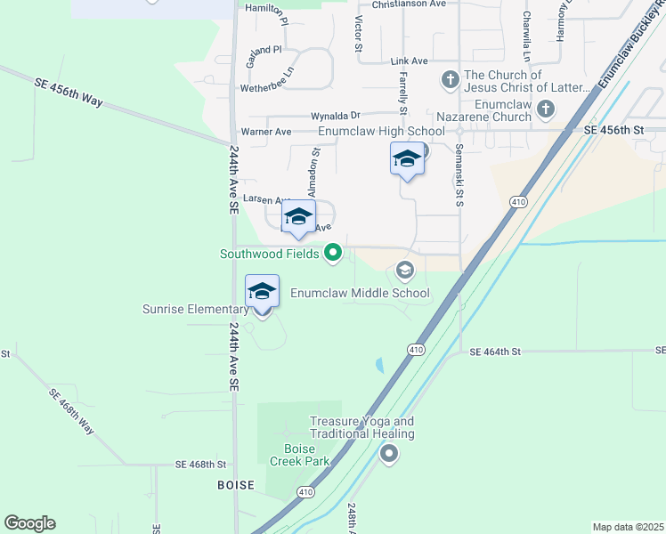 map of restaurants, bars, coffee shops, grocery stores, and more near 3240 McDougall Avenue in Enumclaw