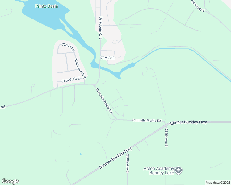 map of restaurants, bars, coffee shops, grocery stores, and more near 22706 78th Street East in Buckley