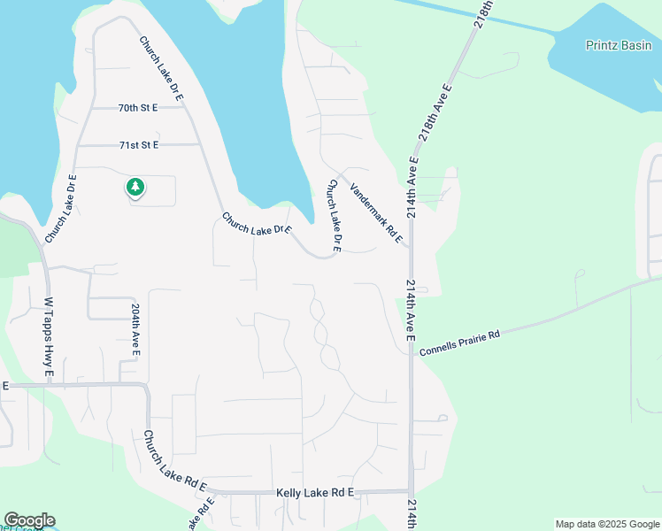 map of restaurants, bars, coffee shops, grocery stores, and more near 21005 Church Lake Dr E in Bonney Lake