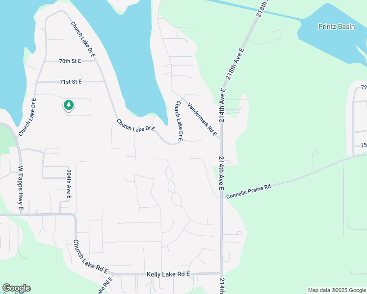 map of restaurants, bars, coffee shops, grocery stores, and more near 21005 Church Lake Drive East in Bonney Lake