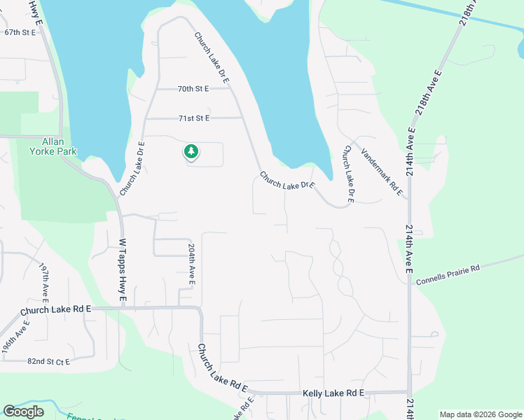 map of restaurants, bars, coffee shops, grocery stores, and more near 7423 208th Avenue East in Bonney Lake