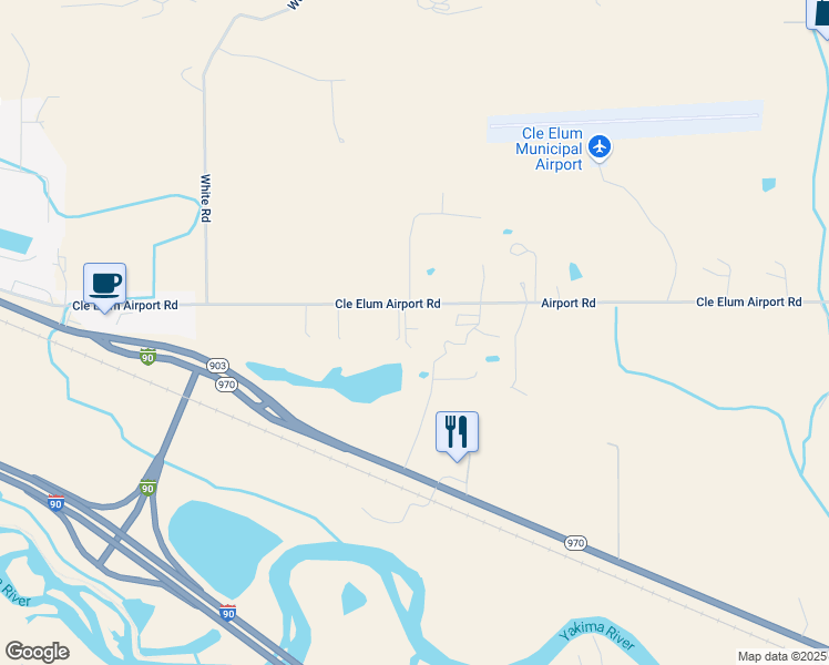 map of restaurants, bars, coffee shops, grocery stores, and more near 1562 Airport Road in Cle Elum