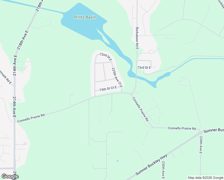 map of restaurants, bars, coffee shops, grocery stores, and more near 22322 75th Street Court East in Buckley