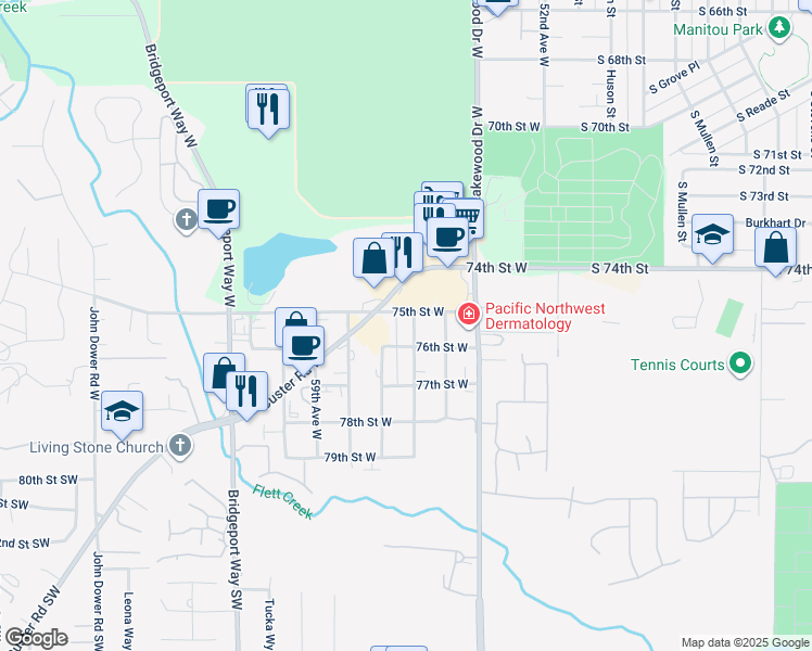 map of restaurants, bars, coffee shops, grocery stores, and more near 7531 Cody Street West in Lakewood