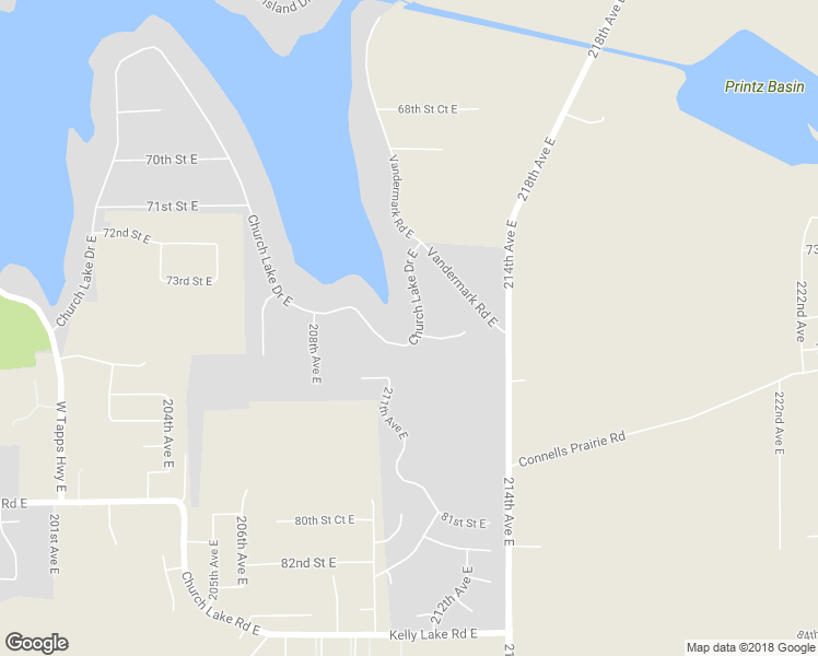 map of restaurants, bars, coffee shops, grocery stores, and more near 21101 Church Lake Drive East in Bonney Lake