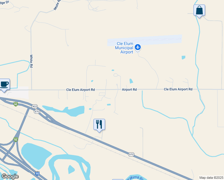 map of restaurants, bars, coffee shops, grocery stores, and more near 1701 Airport Road in Cle Elum