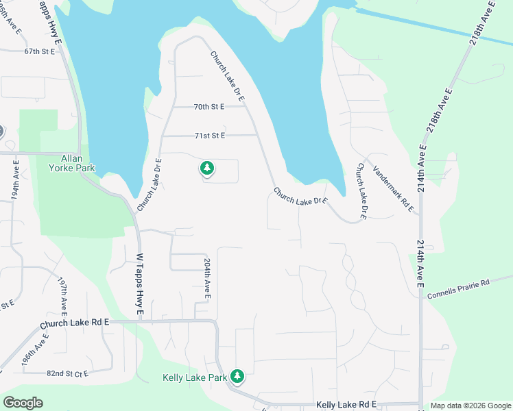 map of restaurants, bars, coffee shops, grocery stores, and more near 7397 207th Avenue East in Bonney Lake