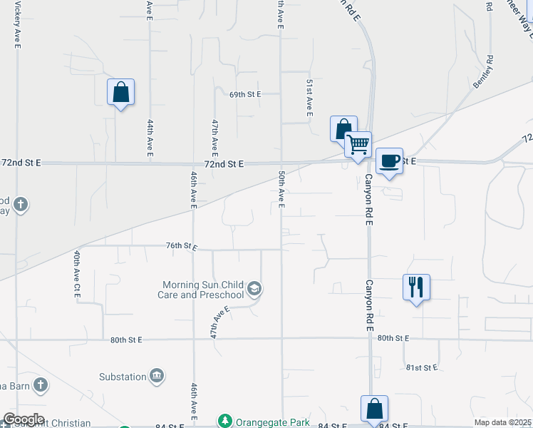 map of restaurants, bars, coffee shops, grocery stores, and more near 7405 49th Avenue East in Tacoma