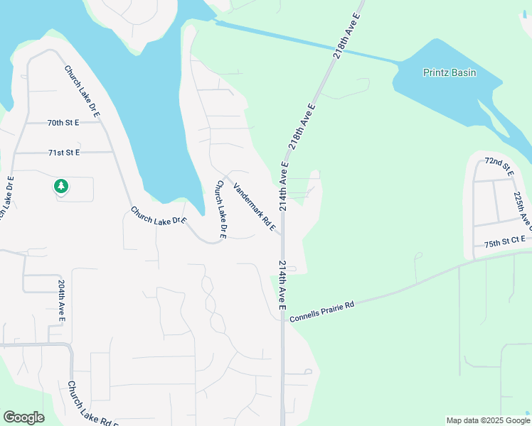 map of restaurants, bars, coffee shops, grocery stores, and more near 7407 Vandermark Road East in Bonney Lake