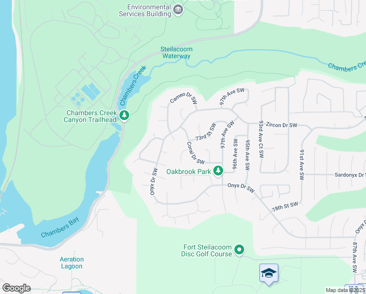 map of restaurants, bars, coffee shops, grocery stores, and more near 9803 74th Street Southwest in Lakewood