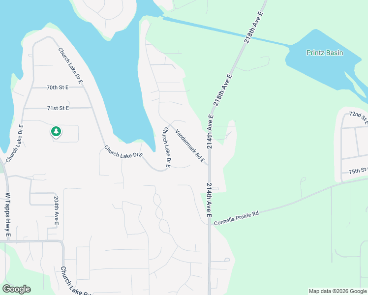 map of restaurants, bars, coffee shops, grocery stores, and more near 7402 Vandermark Road East in Bonney Lake