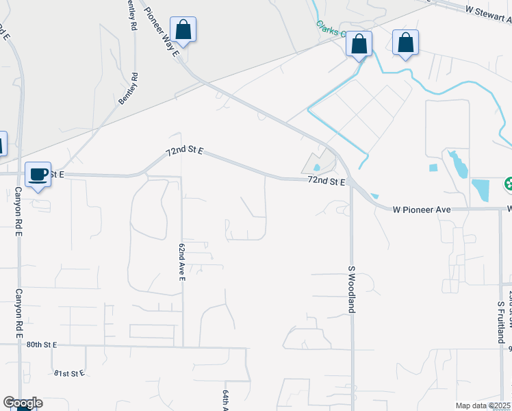 map of restaurants, bars, coffee shops, grocery stores, and more near 6503 75th Street East in Puyallup
