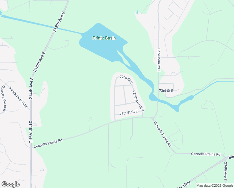 map of restaurants, bars, coffee shops, grocery stores, and more near 7323 222nd Avenue East in Buckley